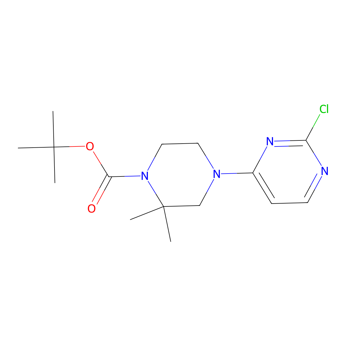 Tert-butyl 4-(2-chloropyrimidin-4-yl)-2,2-dimethylpiperazine-1-carboxylate molecular structure, CAS 2378503-28-5