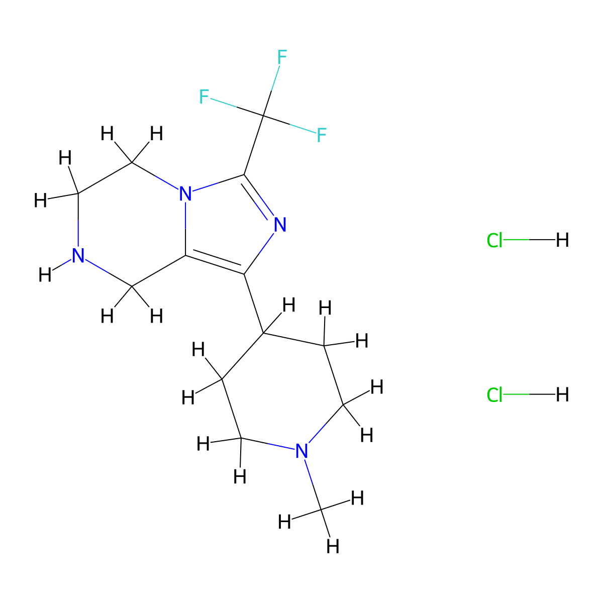 1-methyl-4-[3-(trifluoromethyl)-5H,6H,7H,8H-imidazo[1,5-a]pyrazin-1-yl]piperidine dihydrochloride molecular structure, CAS 2378503-29-6