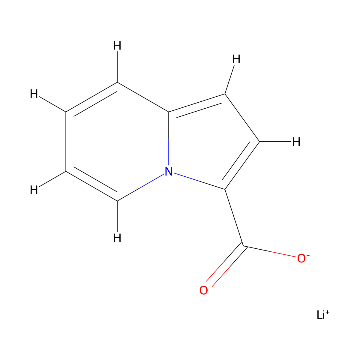 Lithium(1+) ion indolizine-3-carboxylate molecular structure, CAS 2378503-33-2