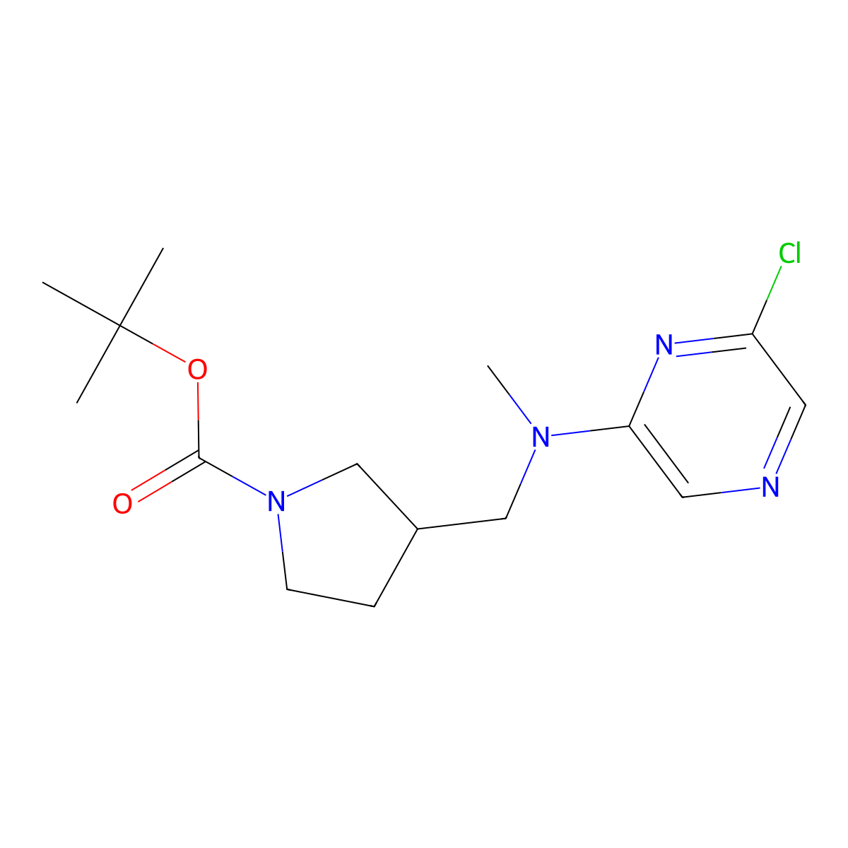 Tert-butyl 3-[[(6-chloropyrazin-2-yl)-methylamino]methyl]pyrrolidine-1-carboxylate molecular structure, CAS 2378503-34-3