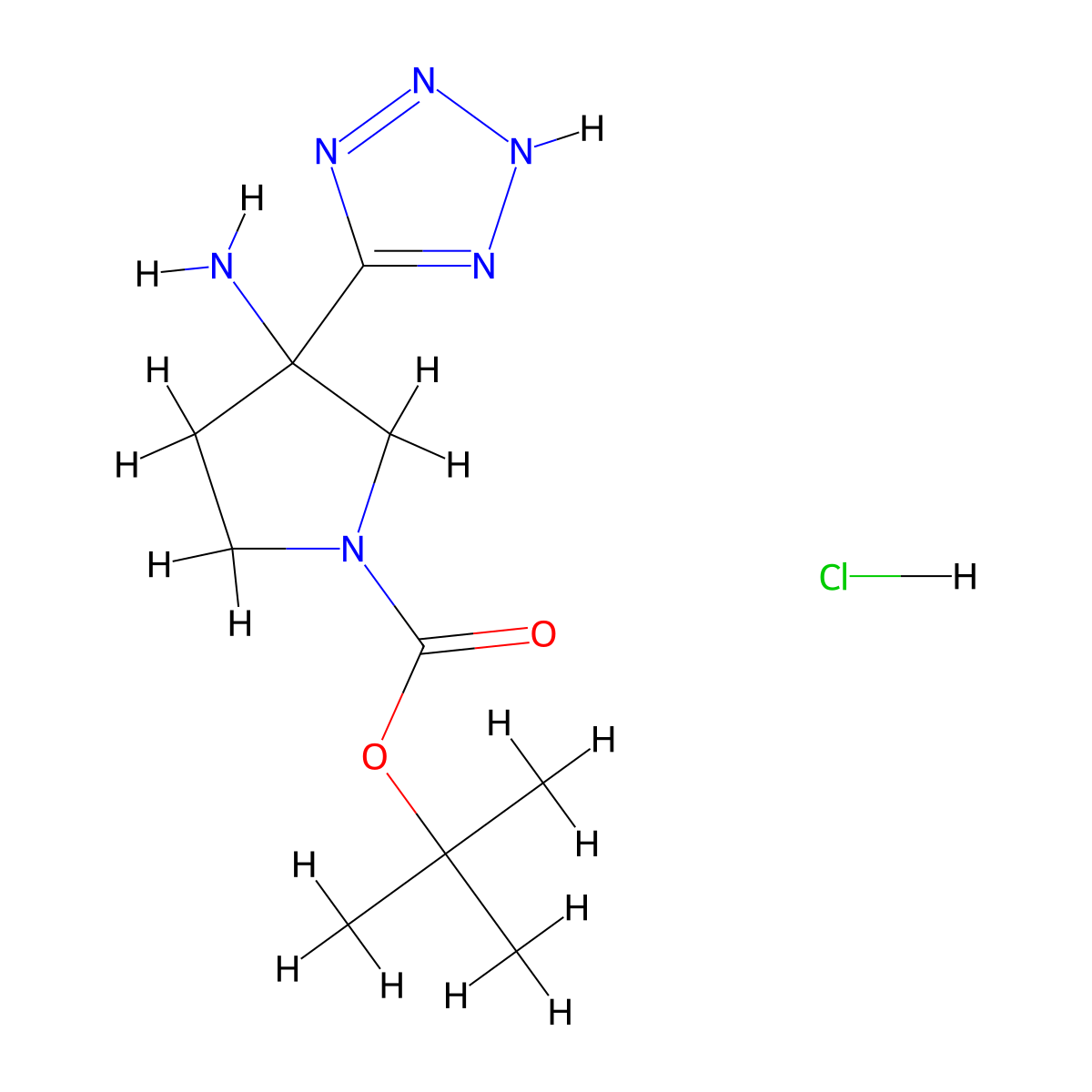 tert-butyl 3-amino-3-(1H-1,2,3,4-tetrazol-5-yl)pyrrolidine-1-carboxylate hydrochloride molecular structure, CAS 2378503-53-6