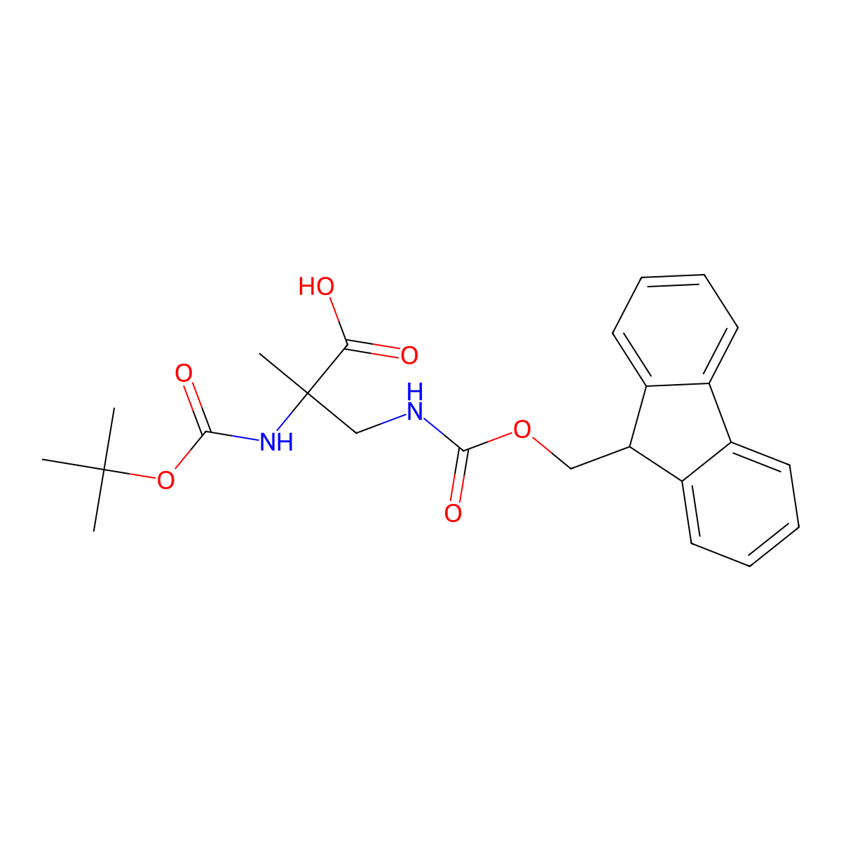 2-{[(tert-butoxy)carbonyl]amino}-3-({[(9H-fluoren-9-yl)methoxy]carbonyl}amino)-2-methylpropanoic acid molecular structure, CAS 2378503-55-8