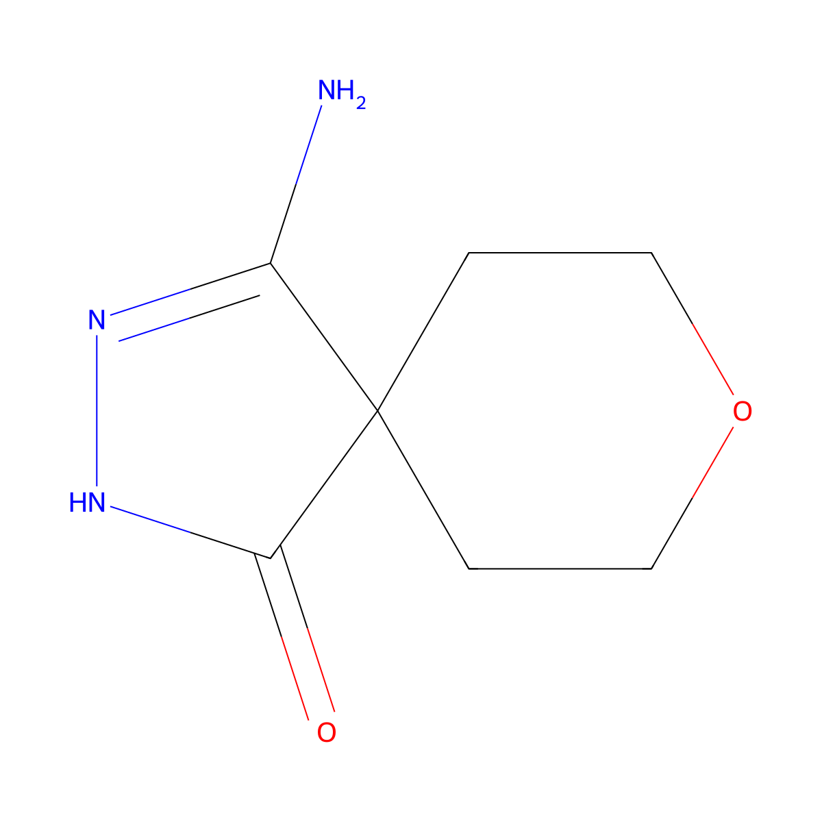 4-Amino-8-oxa-2,3-diazaspiro[4.5]dec-3-en-1-one molecular structure, CAS 2378503-56-9
