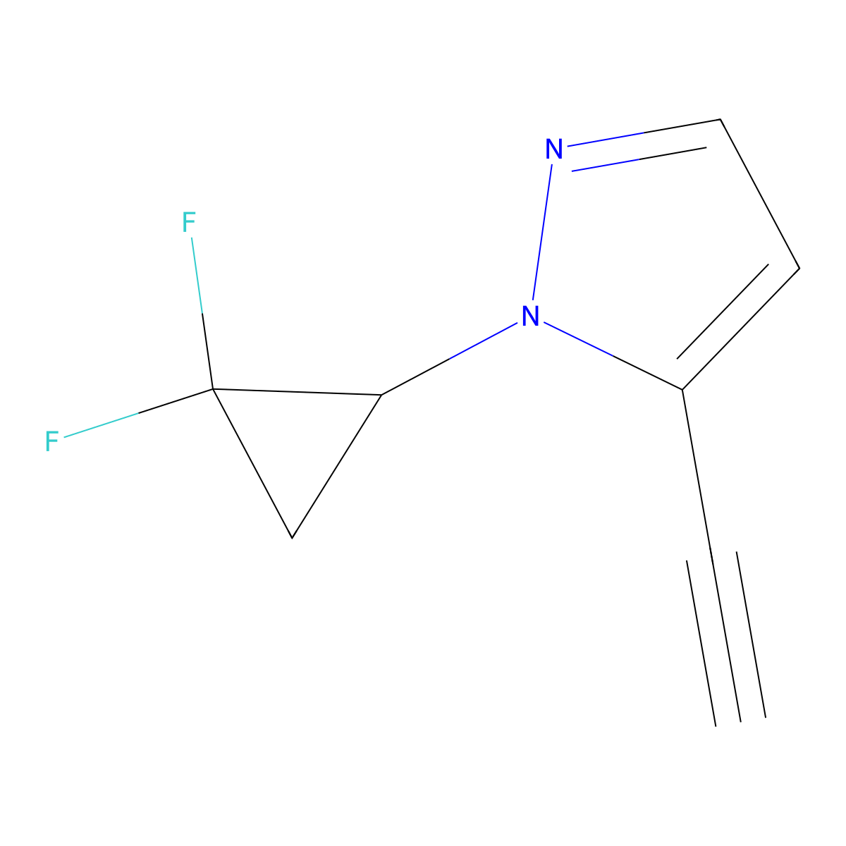 1-(2,2-difluorocyclopropyl)-5-ethynyl-1H-pyrazole molecular structure, CAS 2378503-60-5