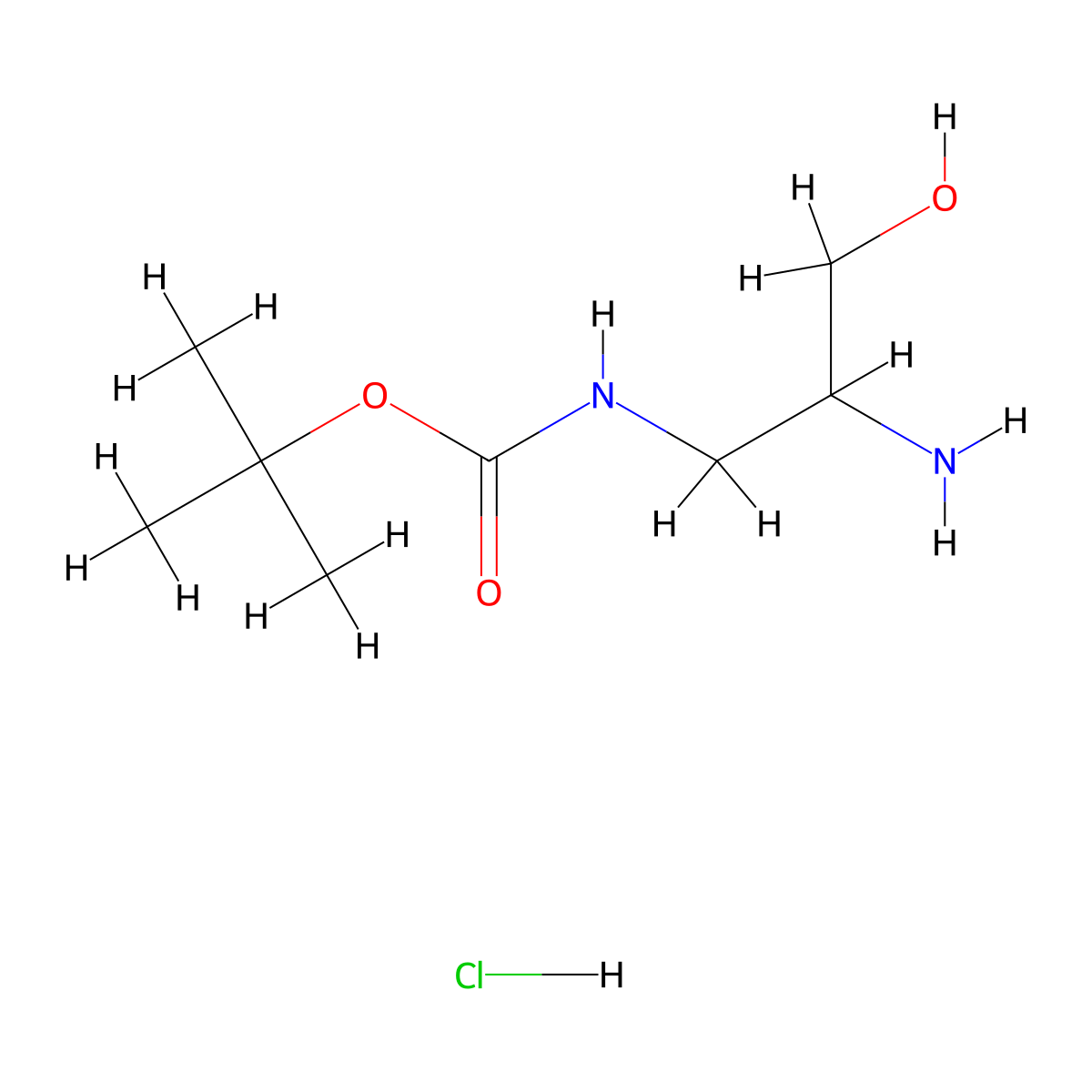 tert-butyl N-(2-amino-3-hydroxypropyl)carbamate hydrochloride molecular structure, CAS 2378503-61-6