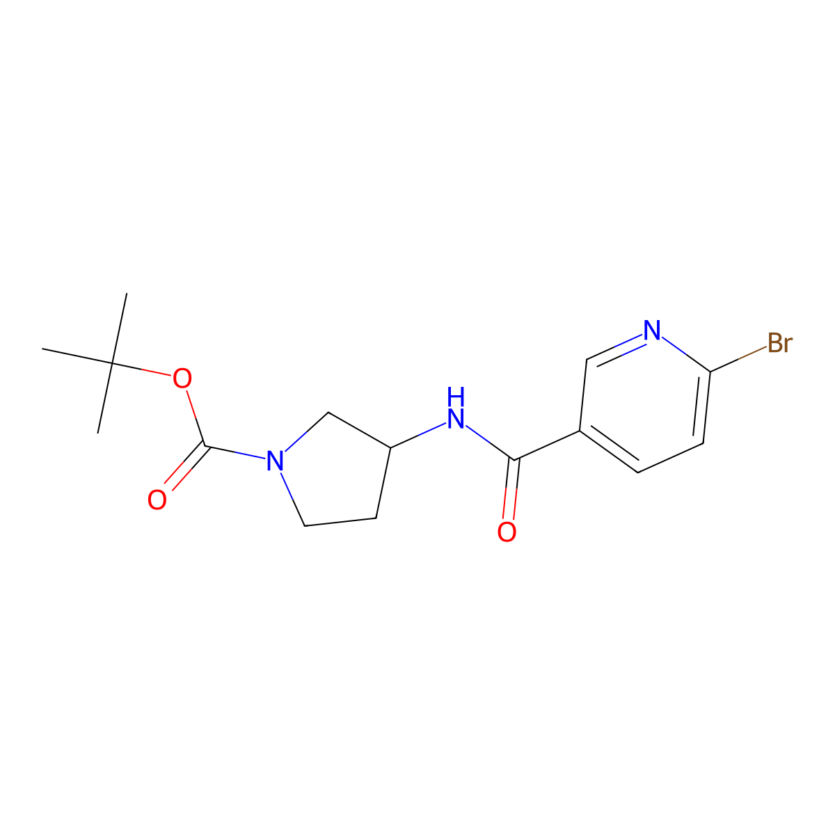 Tert-butyl 3-(6-bromopyridine-3-amido)pyrrolidine-1-carboxylate molecular structure, CAS 2378503-66-1