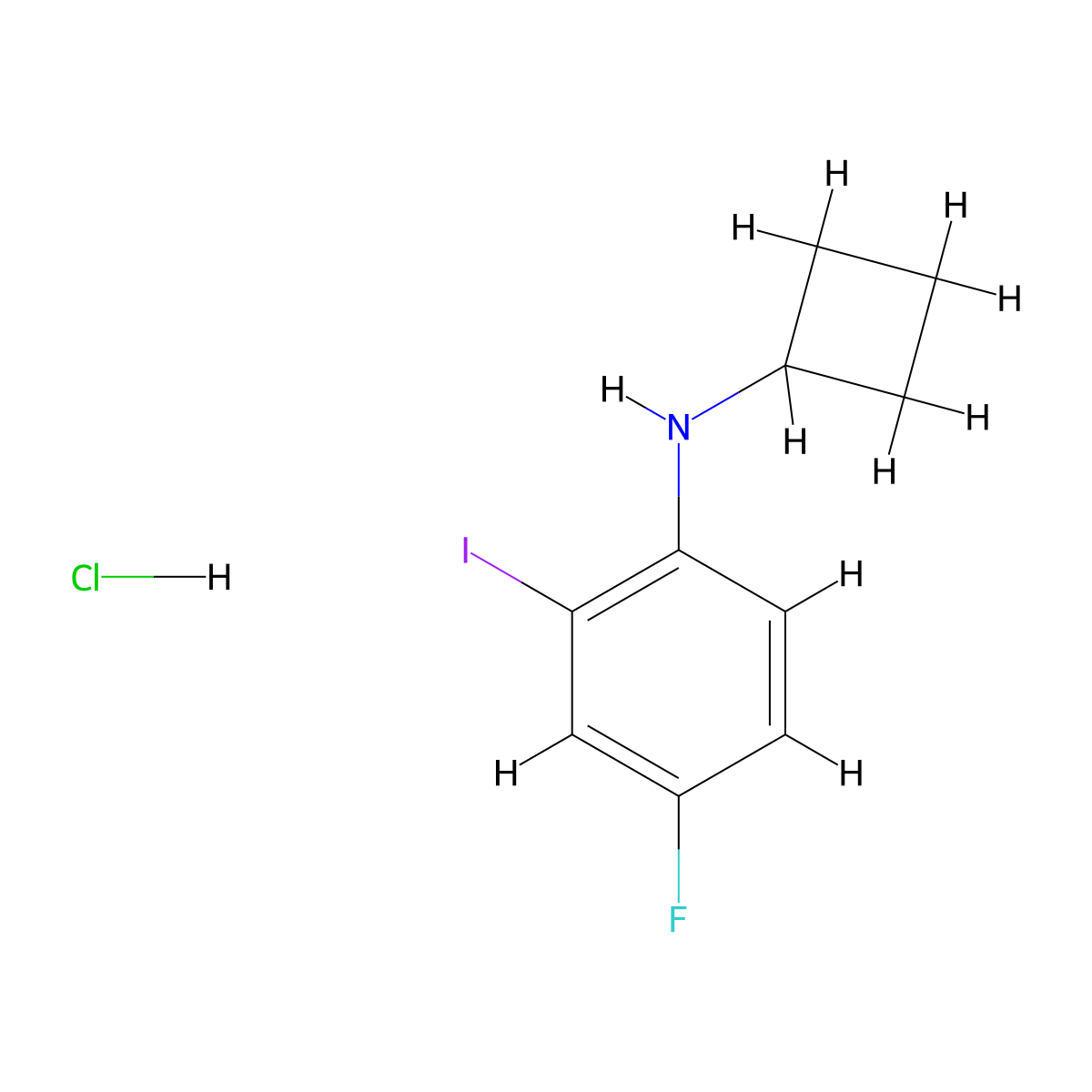 N-cyclobutyl-4-fluoro-2-iodoaniline hydrochloride molecular structure, CAS 2378503-75-2
