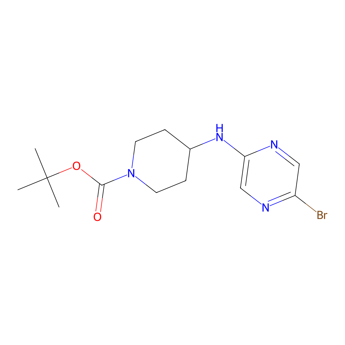 Tert-butyl 4-[(5-bromopyrazin-2-yl)amino]piperidine-1-carboxylate molecular structure, CAS 2378503-78-5