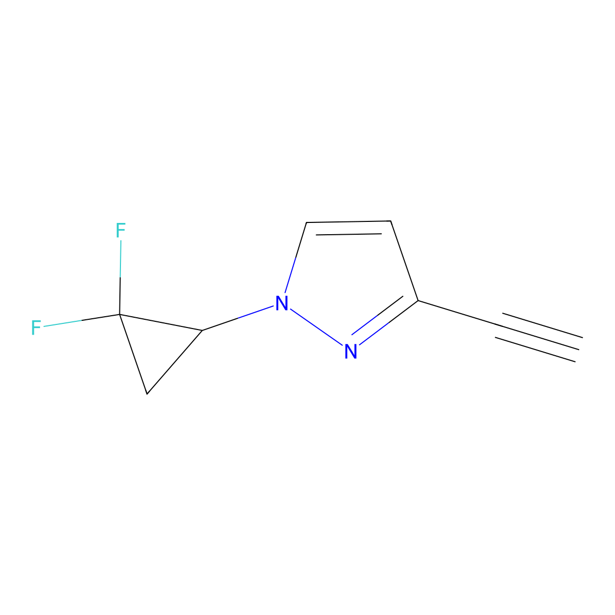 1-(2,2-difluorocyclopropyl)-3-ethynyl-1H-pyrazole molecular structure, CAS 2378503-82-1
