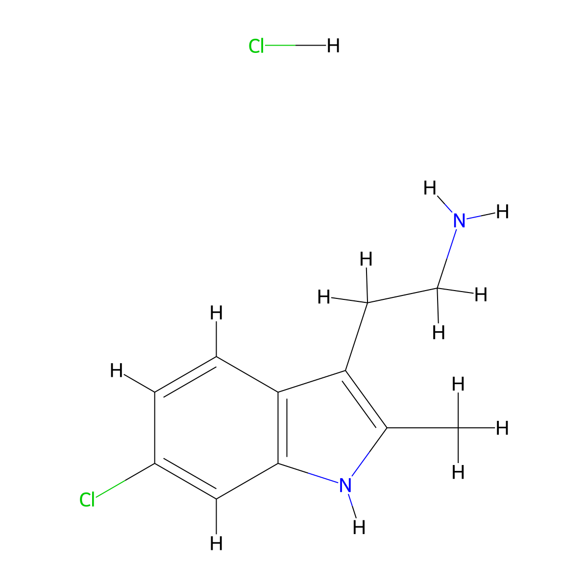 2-(6-chloro-2-methyl-1H-indol-3-yl)ethan-1-amine hydrochloride molecular structure, CAS 2378503-83-2