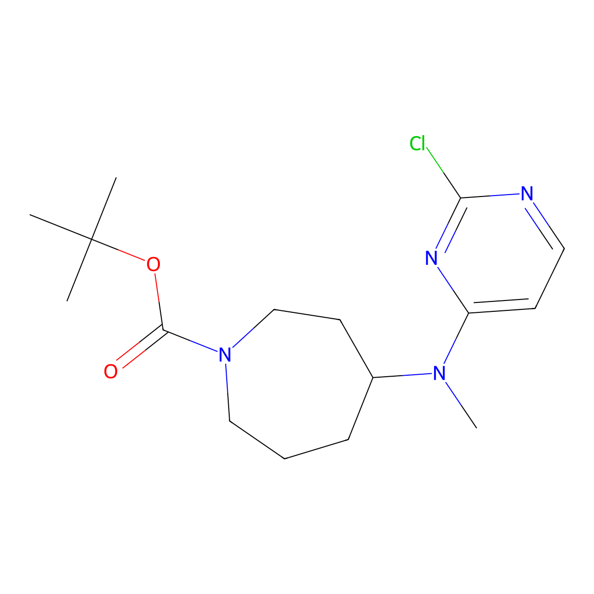 Tert-butyl 4-[(2-chloropyrimidin-4-yl)-methylamino]azepane-1-carboxylate molecular structure, CAS 2378503-84-3