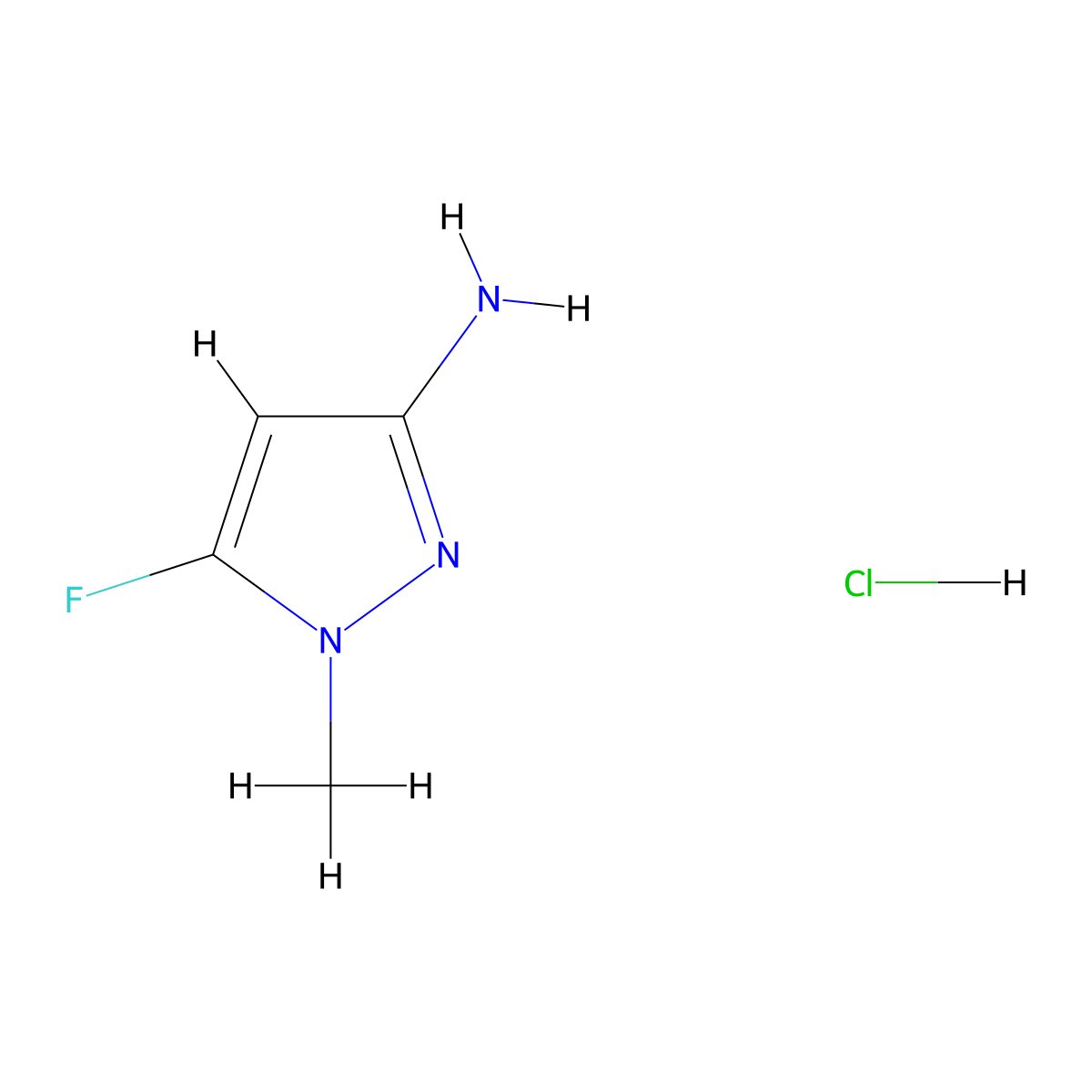 5-Fluoro-1-methyl-1H-pyrazol-3-amine hydrochloride molecular structure, CAS 2378503-85-4