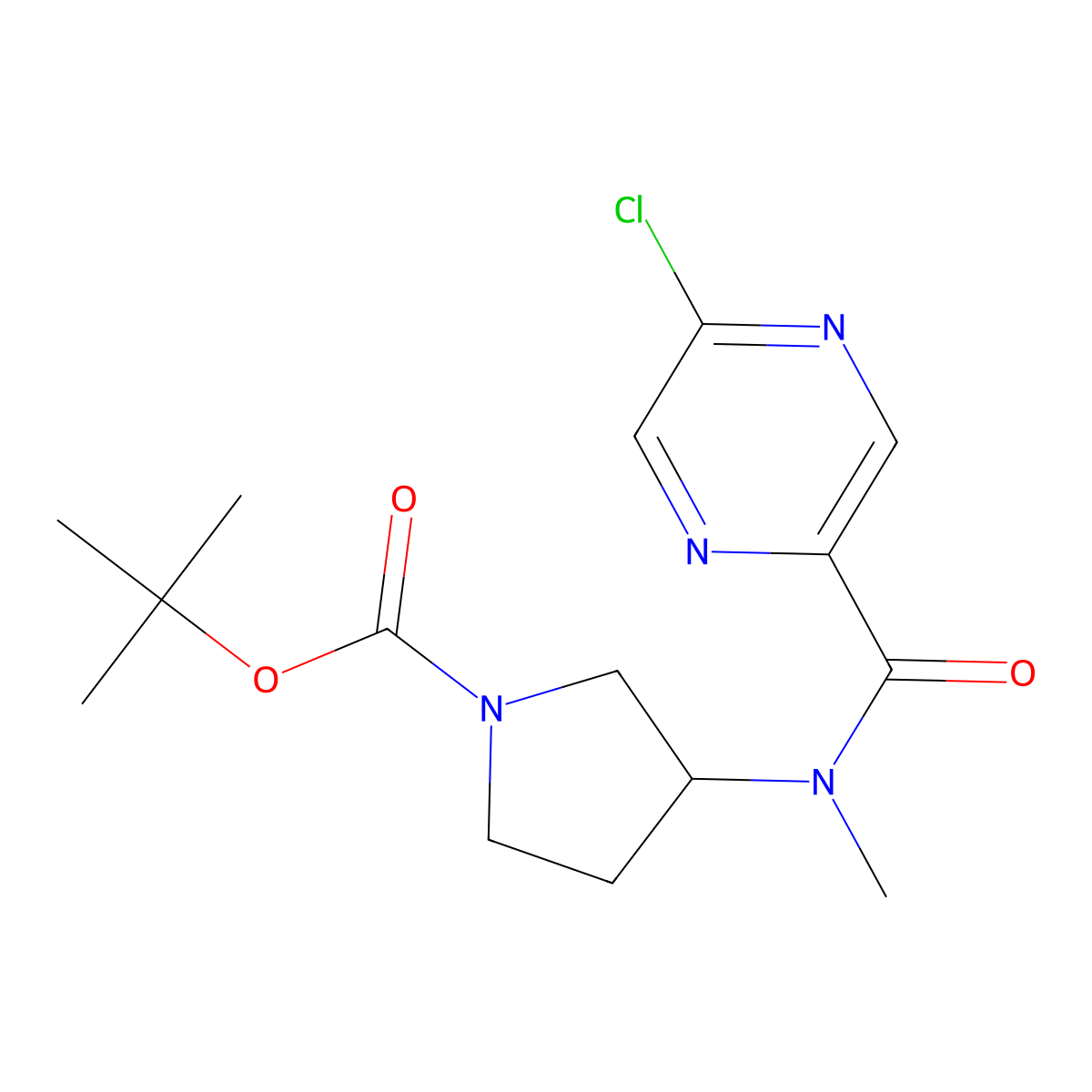 tert-butyl3-(N-methyl5-chloropyrazine-2-amido)pyrrolidine-1-carboxylate molecular structure, CAS 2378503-91-2
