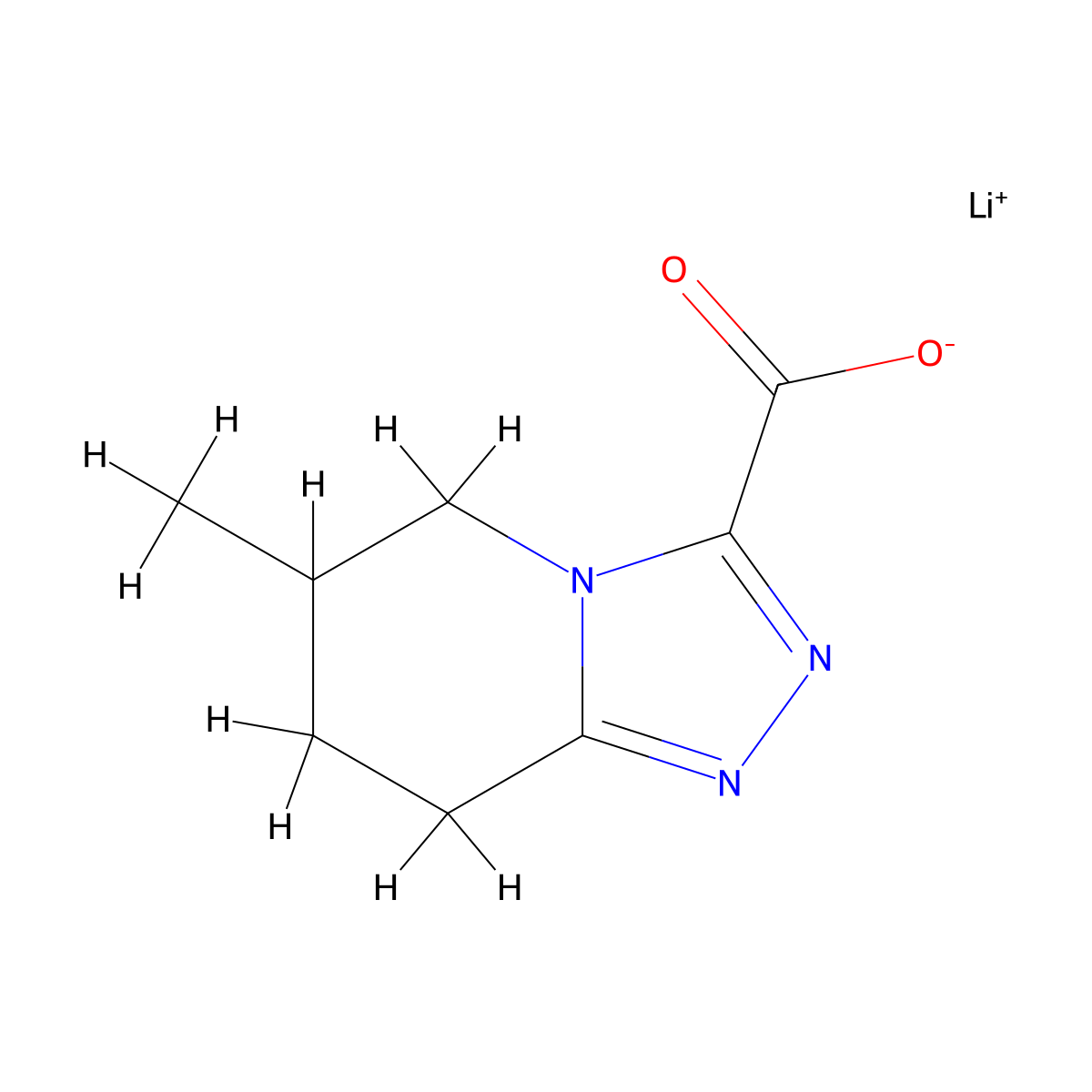 Lithium;6-methyl-5,6,7,8-tetrahydro-[1,2,4]triazolo[4,3-a]pyridine-3-carboxylate molecular structure, CAS 2378506-47-7