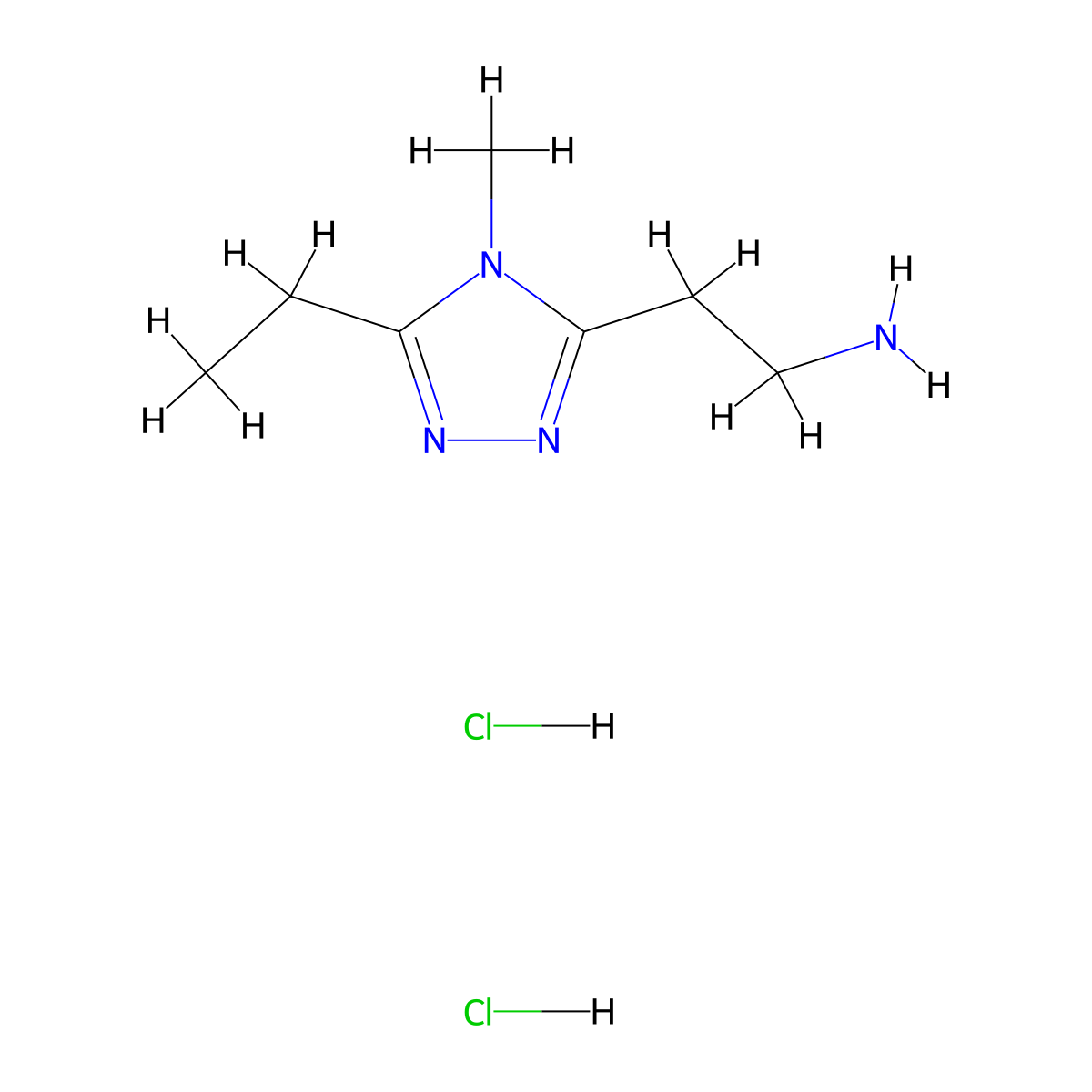 2-(5-ethyl-4-methyl-4H-1,2,4-triazol-3-yl)ethan-1-amine dihydrochloride molecular structure, CAS 2378506-48-8