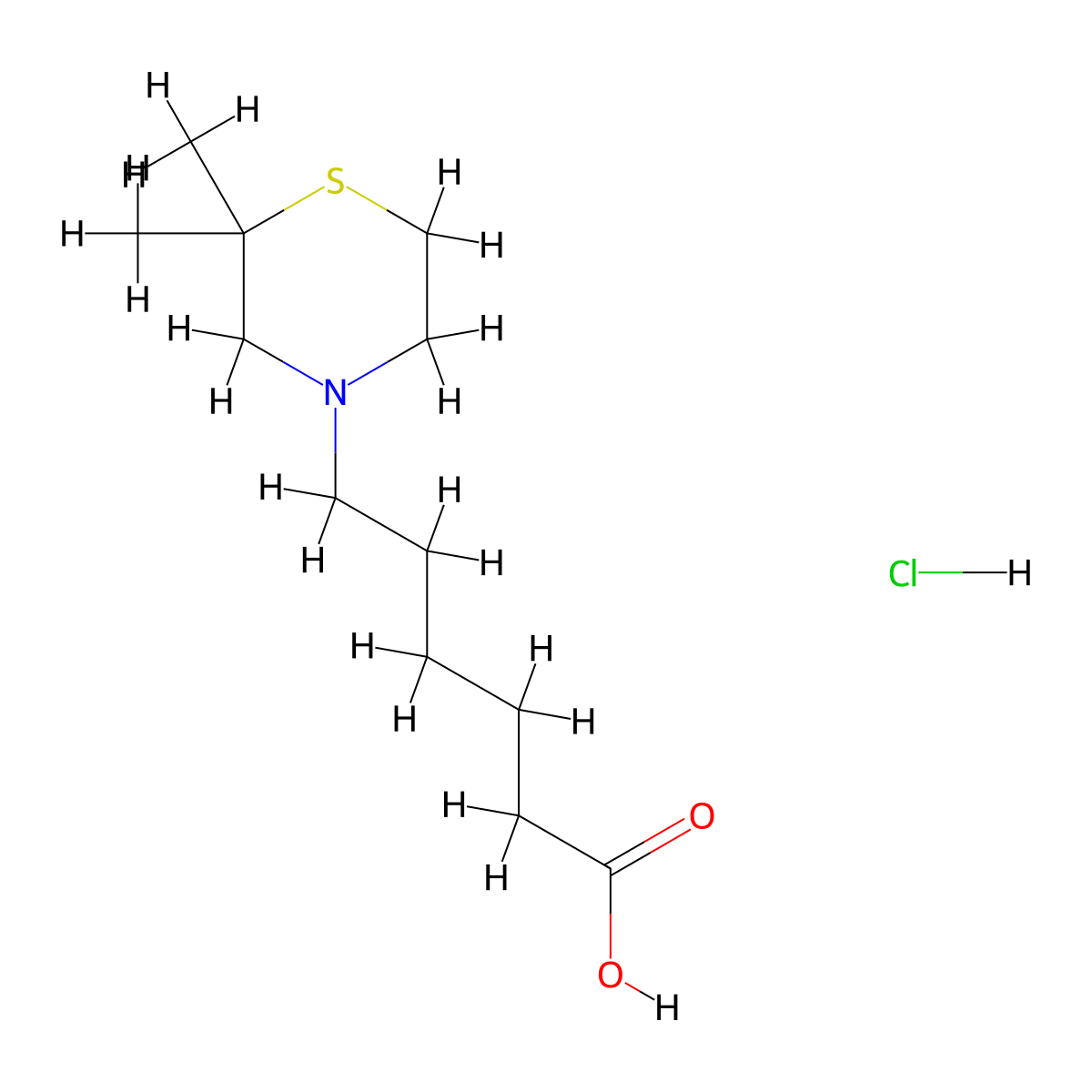 6-(2,2-Dimethylthiomorpholin-4-yl)hexanoic acid hydrochloride molecular structure, CAS 2378506-58-0