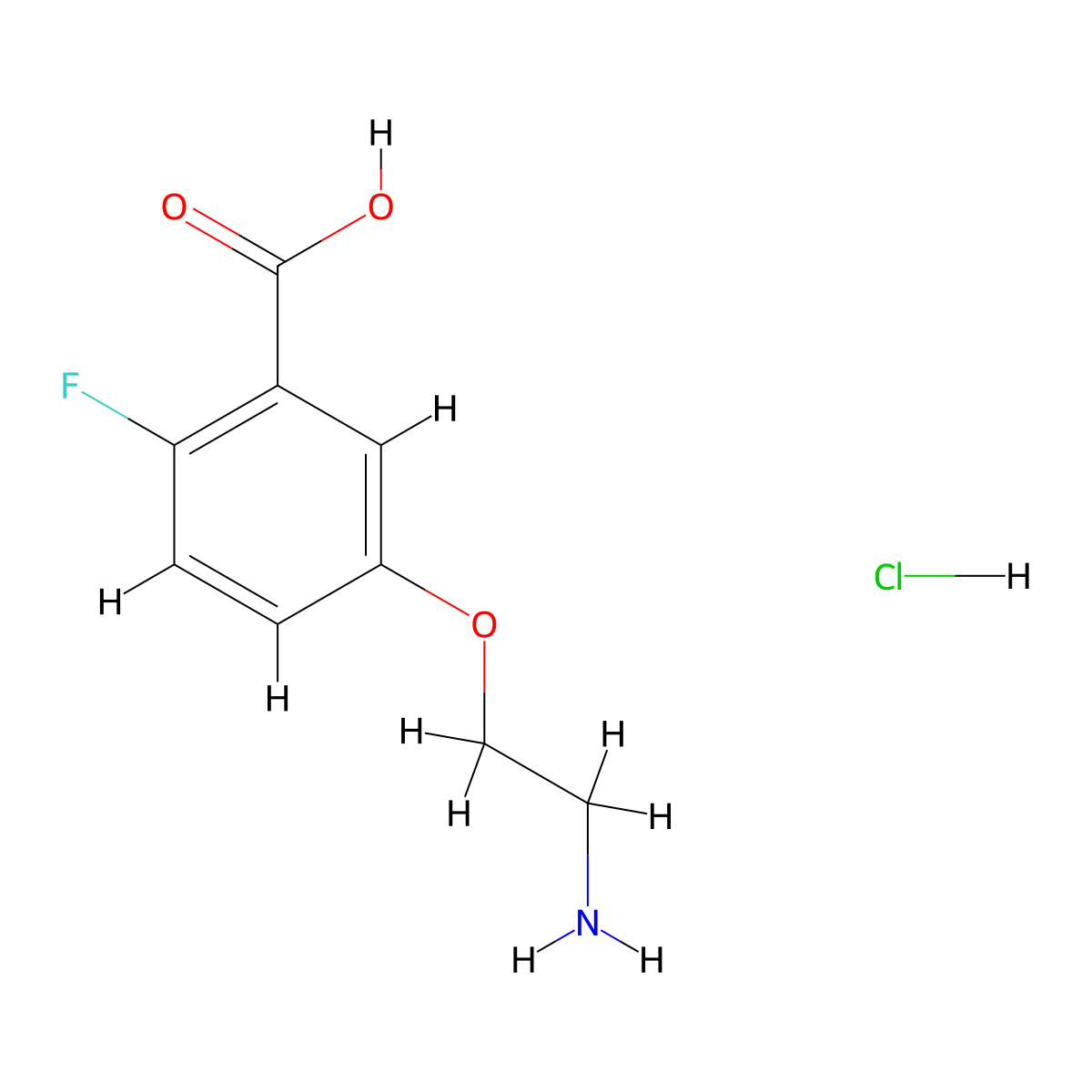 5-(2-Aminoethoxy)-2-fluorobenzoic acid hydrochloride molecular structure, CAS 2378506-61-5