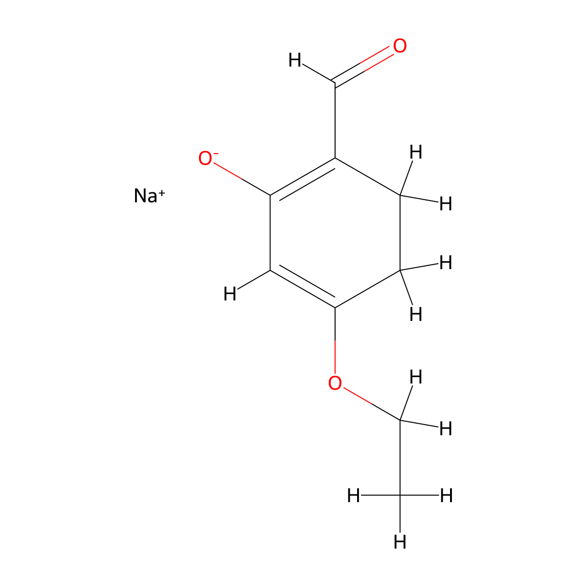 Sodium 5-ethoxy-2-formylcyclohexa-1,5-dien-1-olate molecular structure, CAS 2378506-70-6