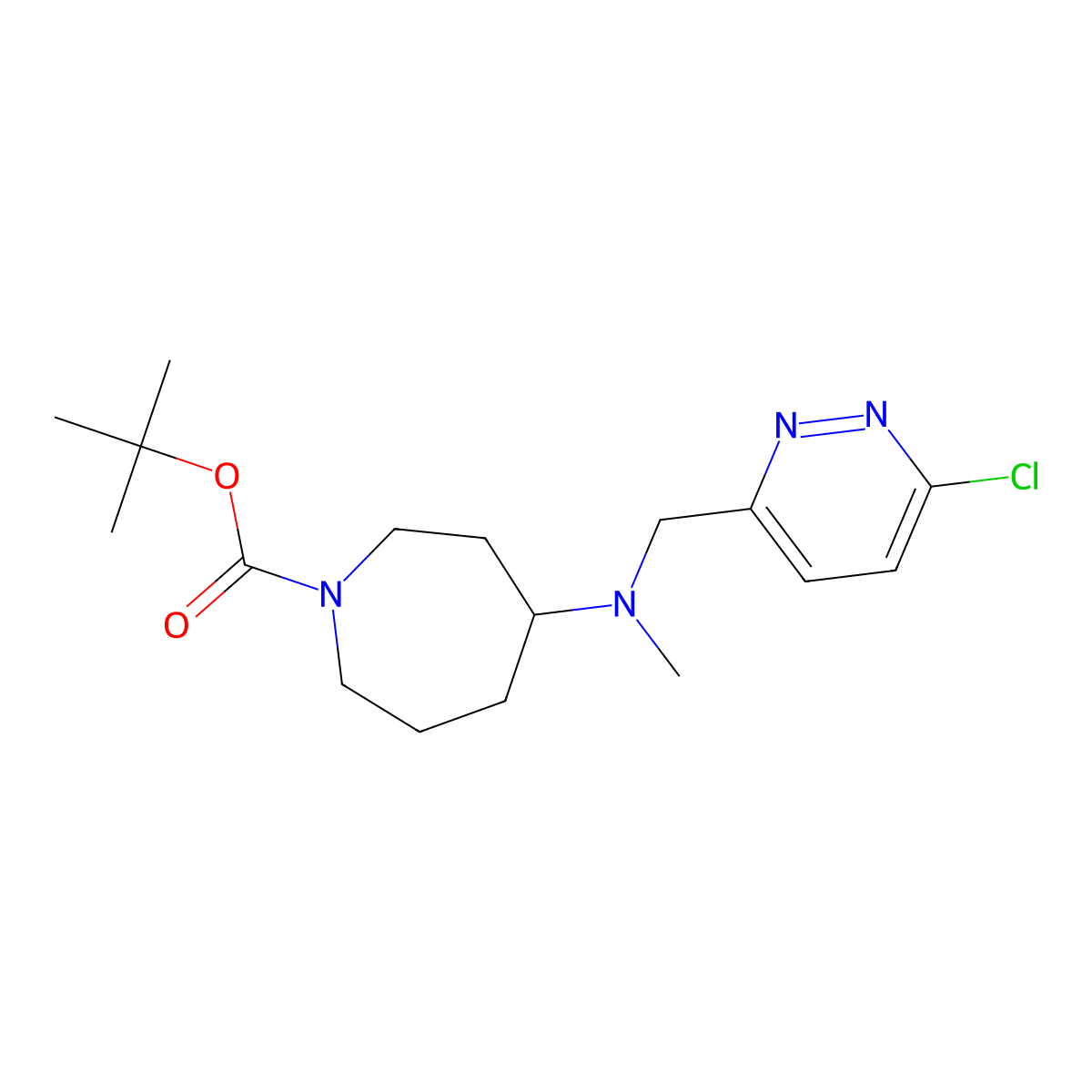 Tert-butyl 4-[(6-chloropyridazin-3-yl)methyl-methylamino]azepane-1-carboxylate molecular structure, CAS 2378506-86-4