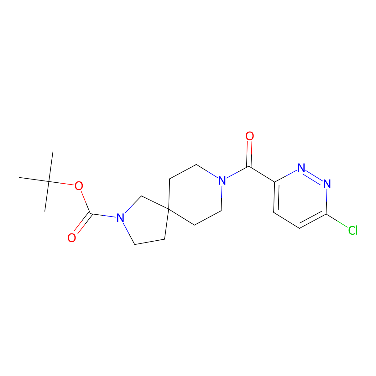 Tert-butyl 8-(6-chloropyridazine-3-carbonyl)-2,8-diazaspiro[4.5]decane-2-carboxylate molecular structure, CAS 2378506-89-7