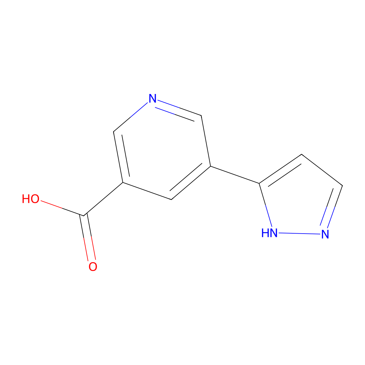 5-(1H-pyrazol-5-yl)pyridine-3-carboxylic acid molecular structure, CAS 2378506-95-5