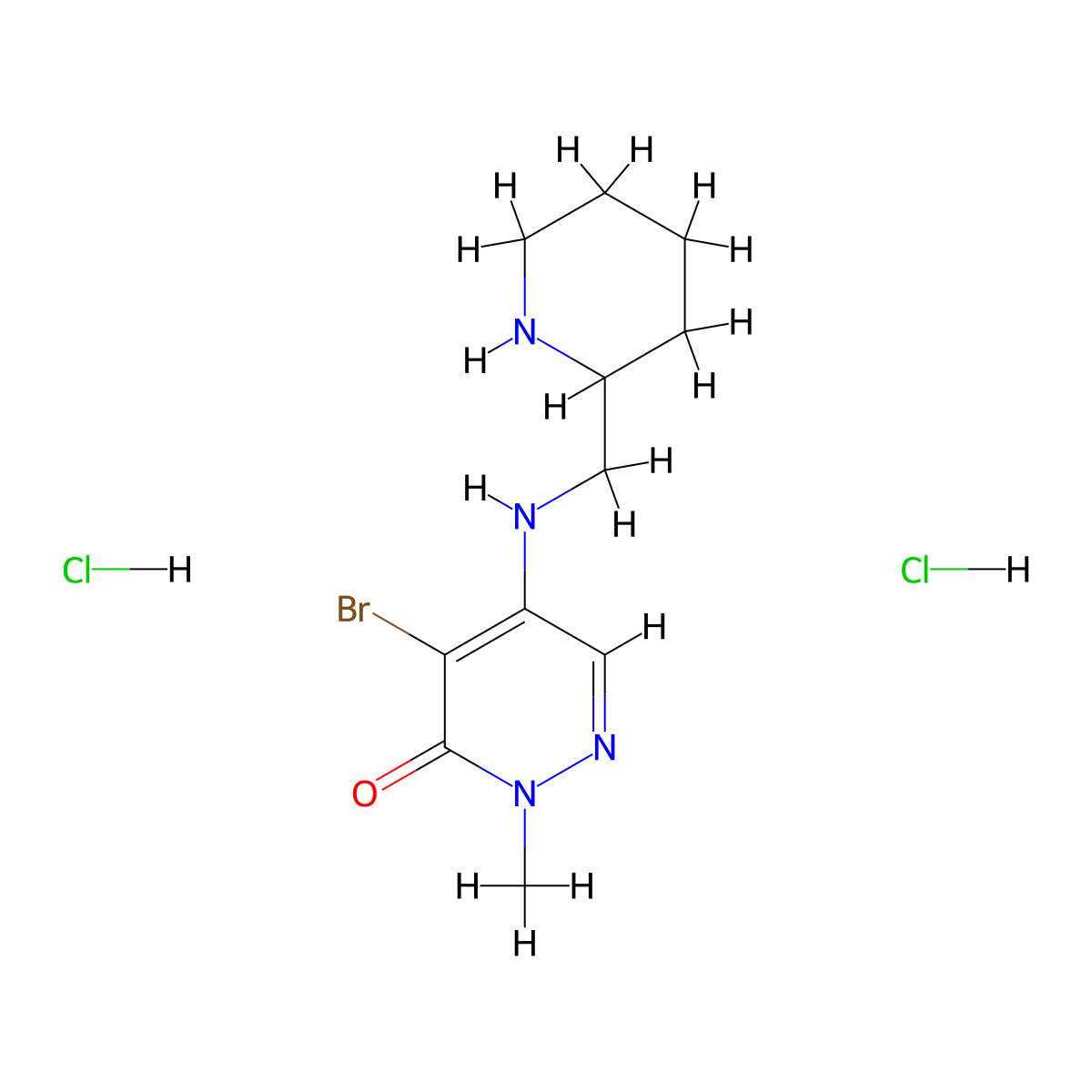 4-Bromo-2-methyl-5-(piperidin-2-ylmethylamino)pyridazin-3-one;dihydrochloride molecular structure, CAS 2378507-08-3