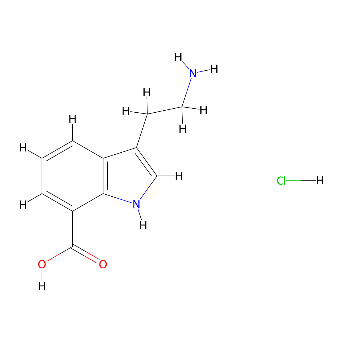 3-(2-aminoethyl)-1H-indole-7-carboxylic acid hydrochloride molecular structure, CAS 2378507-15-2