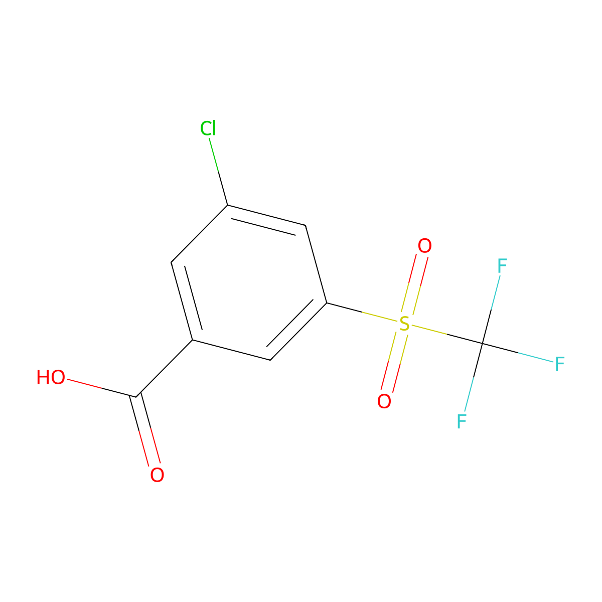 3-Chloro-5-trifluoromethanesulfonylbenzoic acid molecular structure, CAS 2378554-12-0