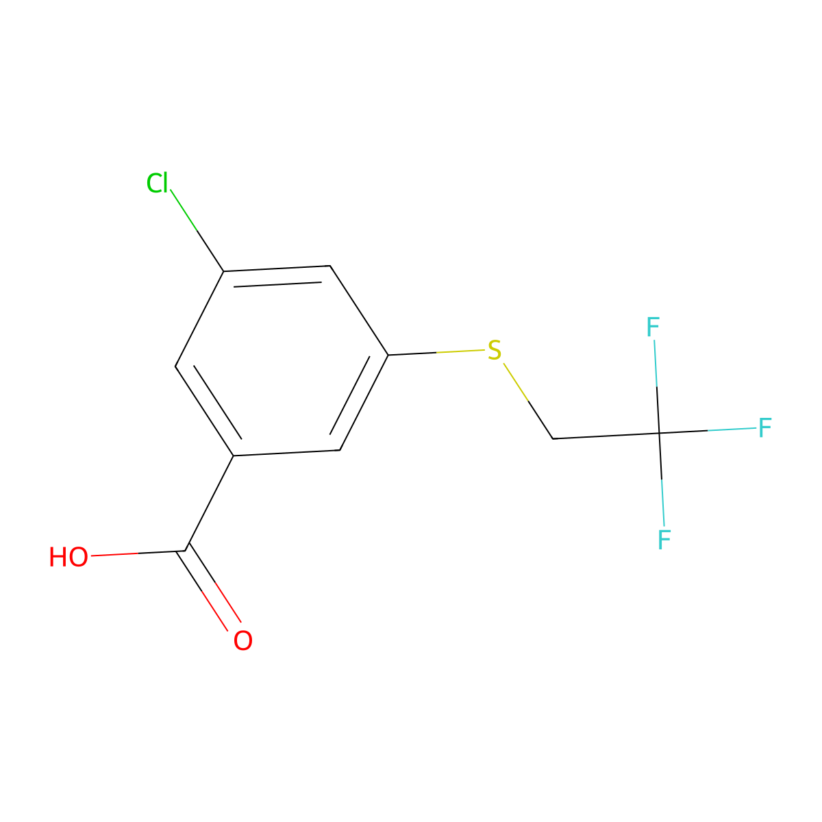 3-Chloro-5-[(2,2,2-trifluoroethyl)sulfanyl]benzoic acid molecular structure, CAS 2378554-30-2