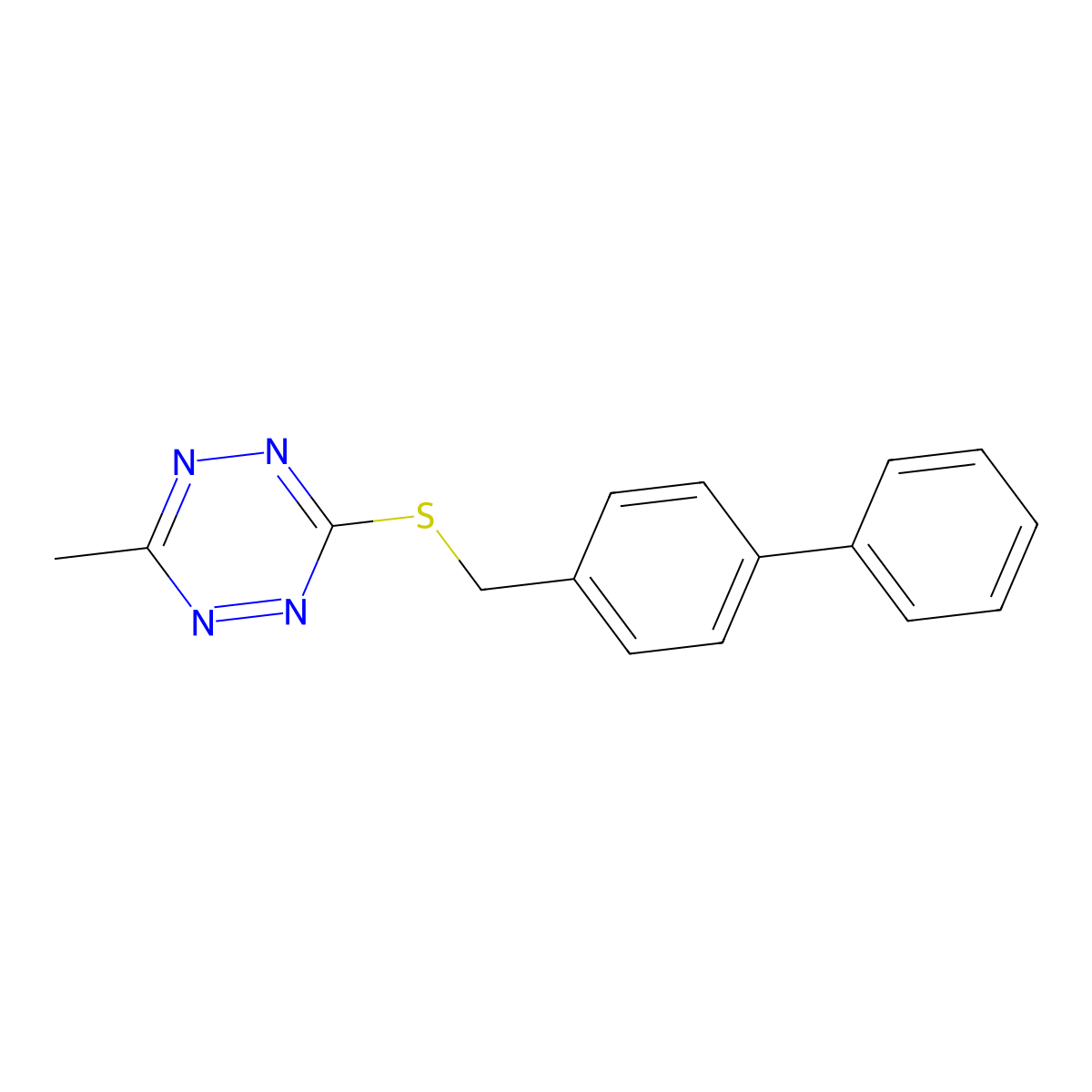 3-(([1,1'-Biphenyl]-4-ylmethyl)thio)-6-methyl-1,2,4,5-tetrazine molecular structure, CAS 2378619-75-9