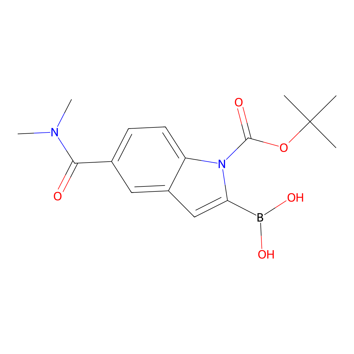 (1-(Tert-butoxycarbonyl)-5-(dimethylcarbamoyl)-1H-indol-2-YL)boronic acid molecular structure, CAS 2378638-01-6