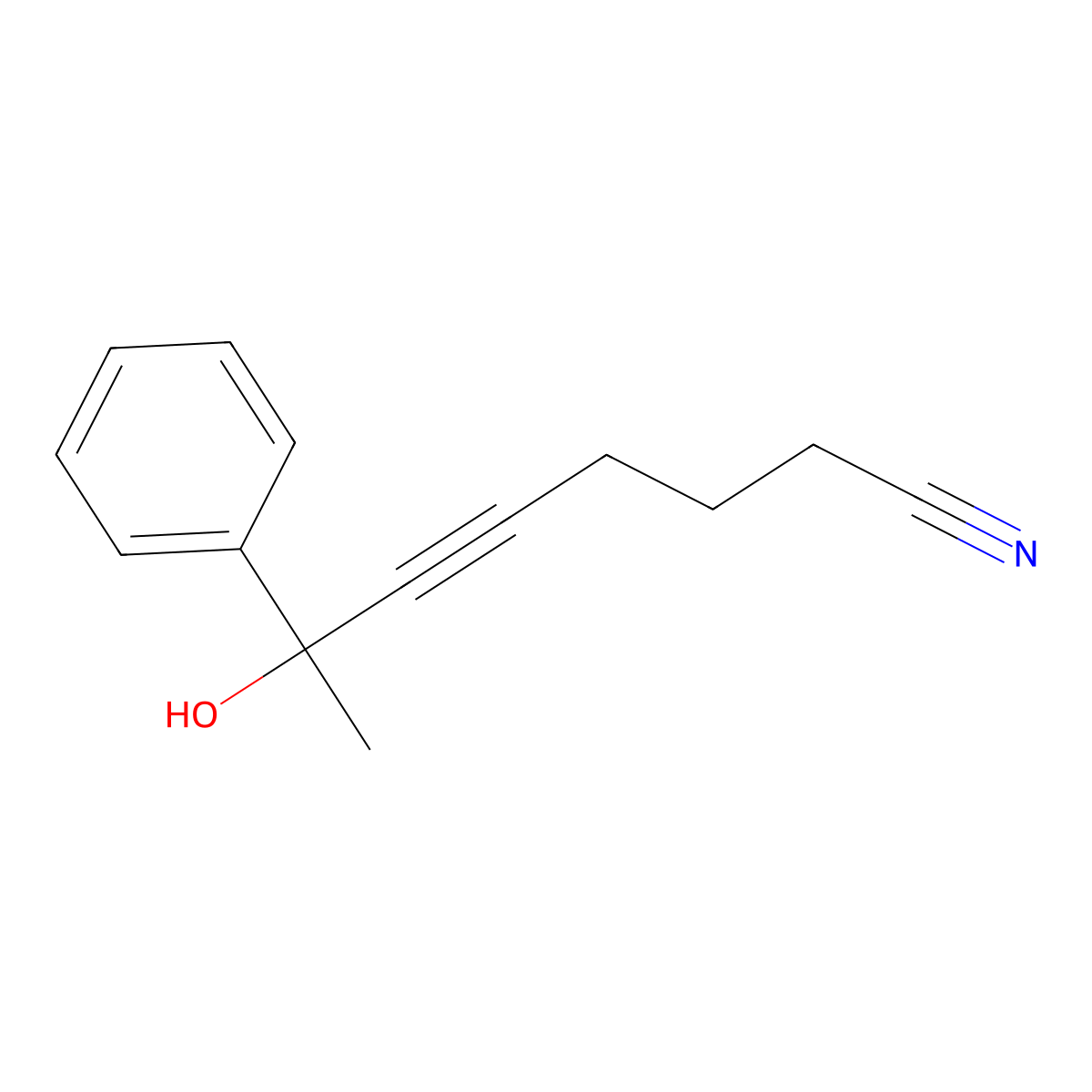 7-Hydroxy-7-phenyl-5-octynenitrile molecular structure, CAS 2378660-29-6