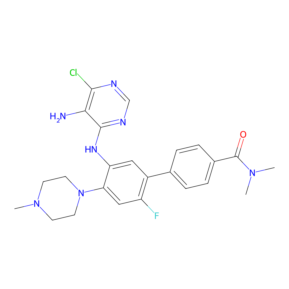 5'-((5-Amino-6-chloropyrimidin-4-yl)amino)-2'-fluoro-N,N-dimethyl-4'-(4-methylpiperazin-1-yl)-[1,1'-biphenyl]-4-carboxamide molecular structure, CAS 2378768-36-4