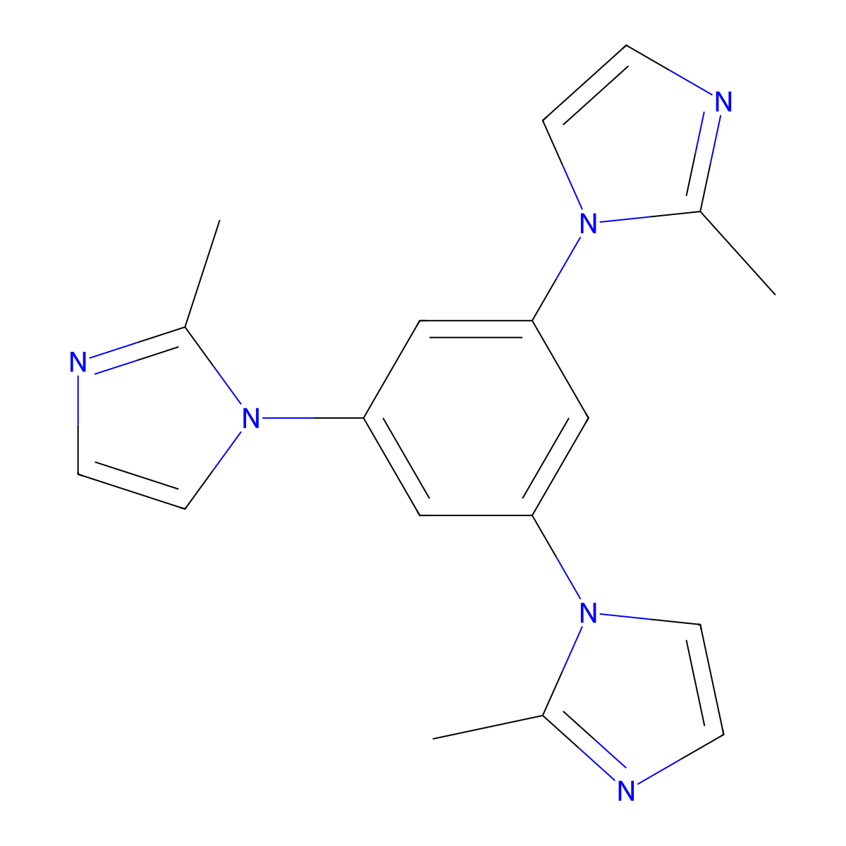 1,3,5-Tris(2-methyl-1H-imidazol-1-yl)benzene molecular structure, CAS 2378781-91-8