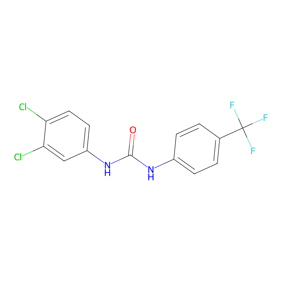 1-(3,4-Dichlorophenyl)-3-[4-(trifluoromethyl)phenyl]urea molecular structure, CAS 23788-25-2