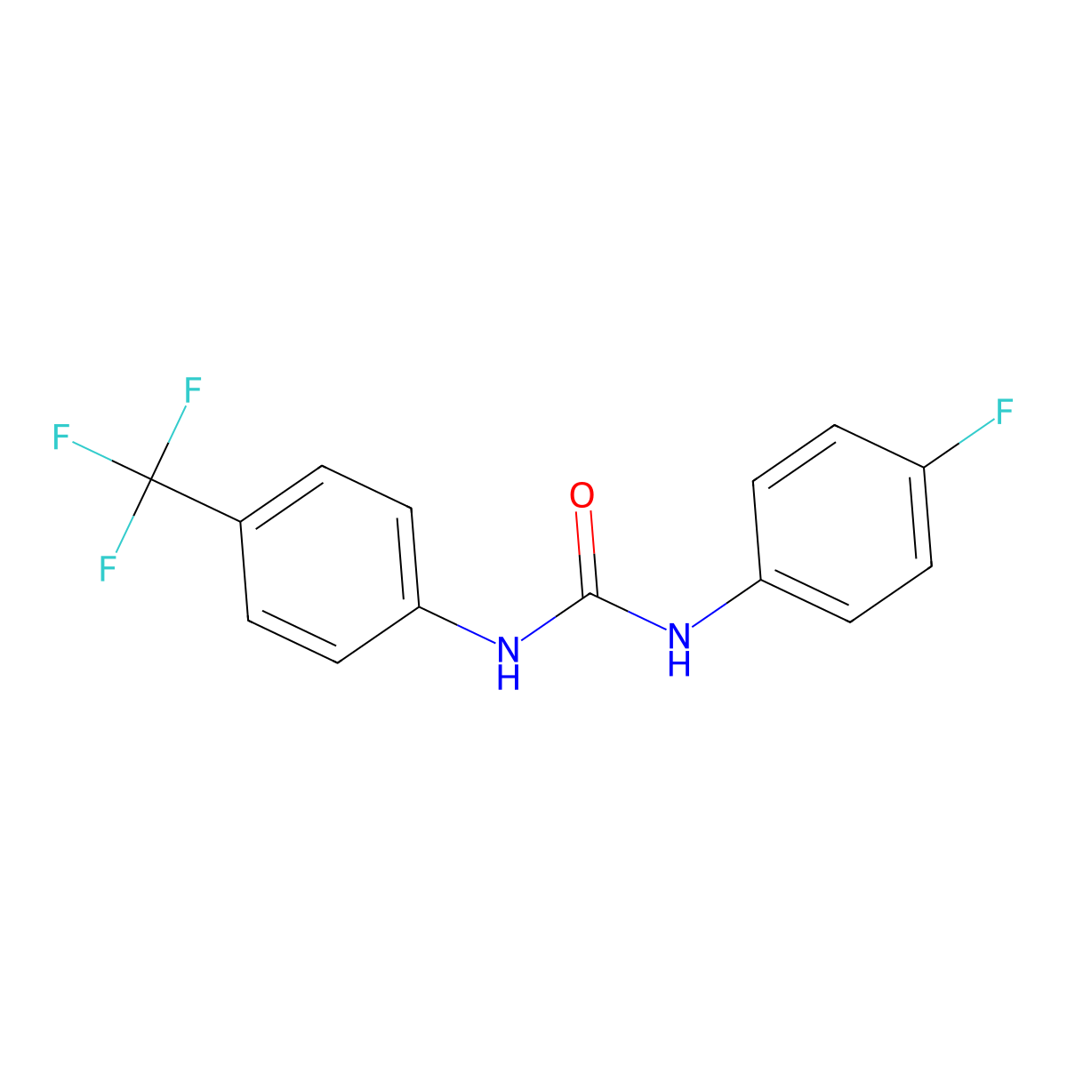 1-(4-Fluorophenyl)-3-[4-(trifluoromethyl)phenyl]urea molecular structure, CAS 23788-28-5