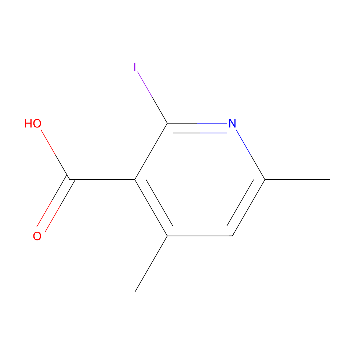 2-Iodo-4,6-dimethylpyridine-3-carboxylic acid molecular structure, CAS 2378806-52-9
