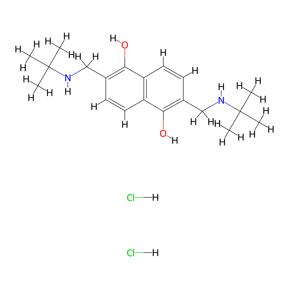 2,6-Bis[(tert-butylamino)methyl]naphthalene-1,5-diol dihydrochloride molecular structure, CAS 2378806-62-1
