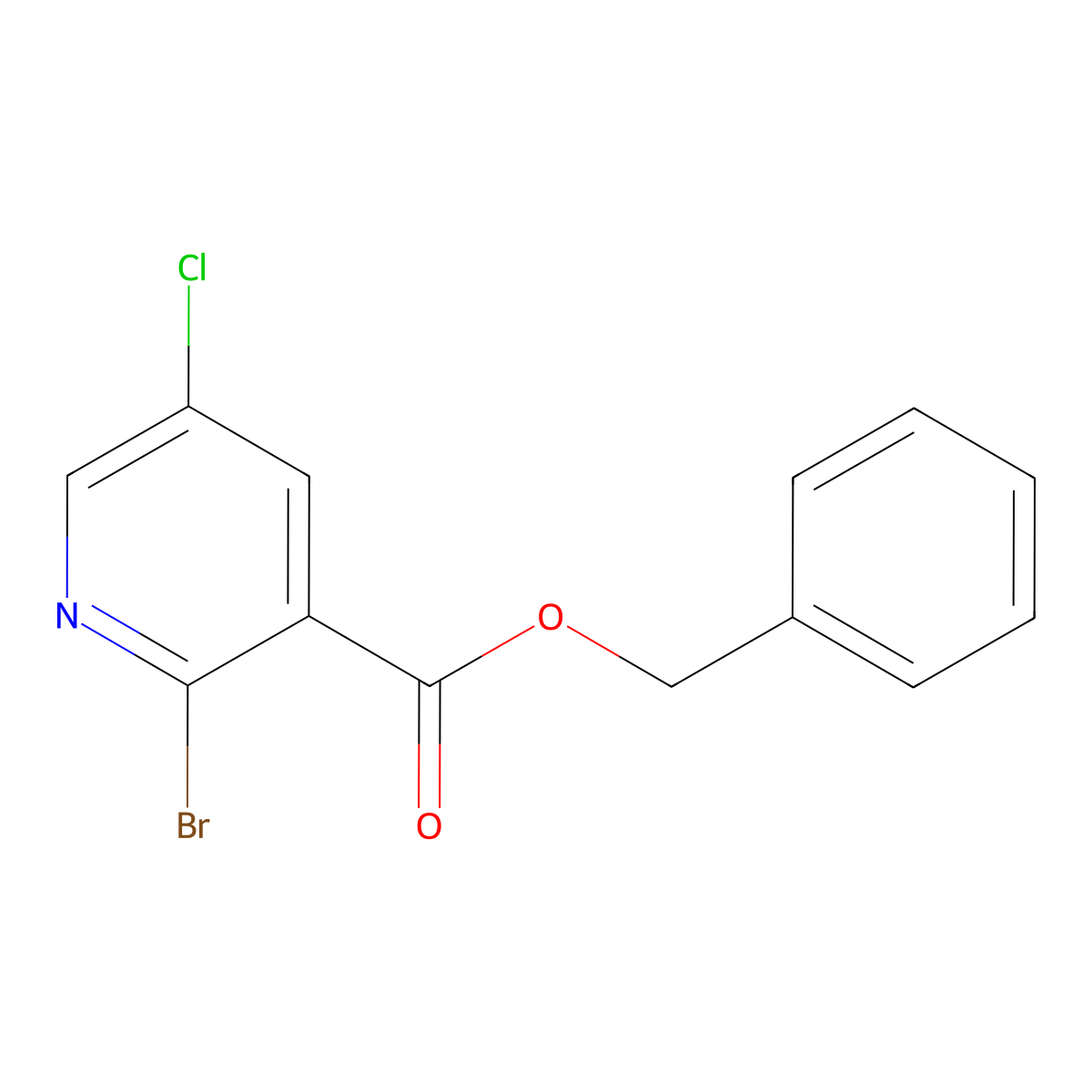 Benzyl 2-bromo-5-chloronicotinate molecular structure, CAS 2378818-68-7