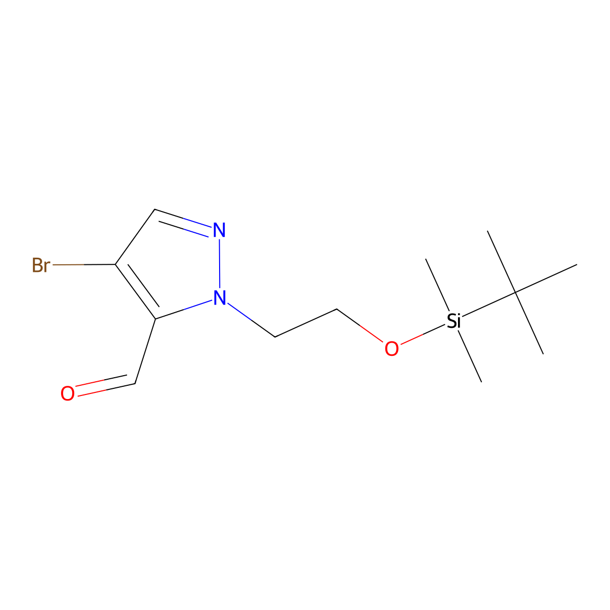4-Bromo-1-(2-((tert-butyldimethylsilyl)oxy)ethyl)-1H-pyrazole-5-carbaldehyde molecular structure, CAS 2379241-71-9