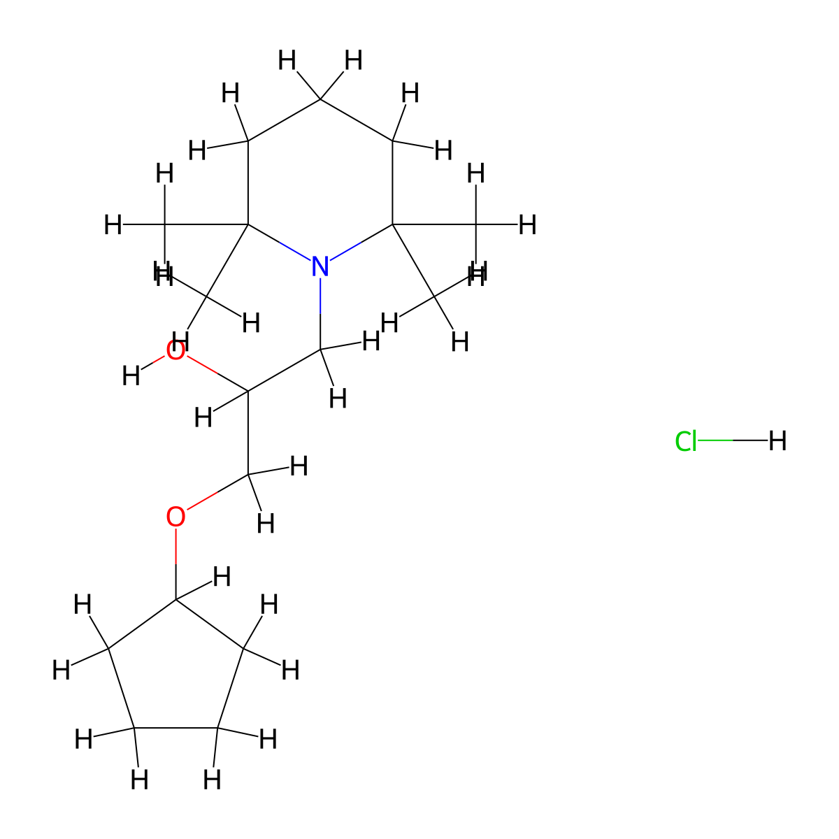 1-(Cyclopentyloxy)-3-(2,2,6,6-tetramethylpiperidin-1-yl)propan-2-ol hydrochloride molecular structure, CAS 23793-75-1