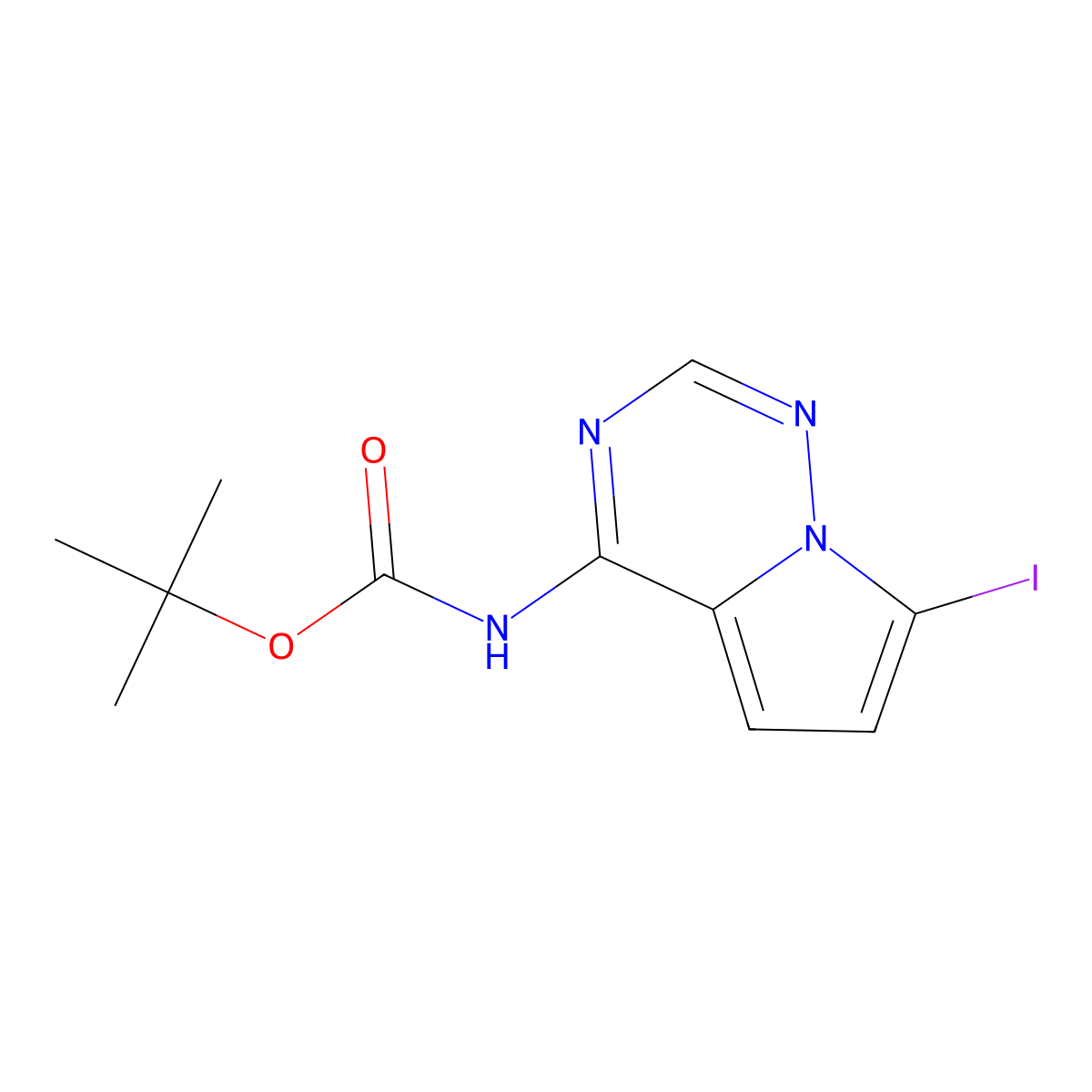 tert-butyl N-{7-iodopyrrolo[2,1-f][1,2,4]triazin-4-yl}carbamate molecular structure, CAS 2379320-84-8