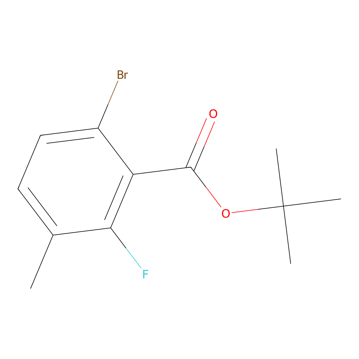 Tert-butyl 6-bromo-2-fluoro-3-methylbenzoate molecular structure, CAS 2379321-33-0