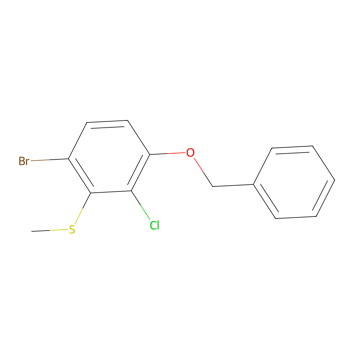 (3-(Benzyloxy)-6-bromo-2-chlorophenyl)(methyl)sulfane molecular structure, CAS 2379321-45-4