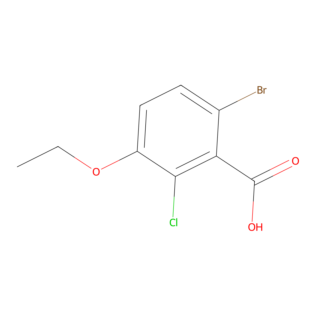 6-Bromo-2-chloro-3-ethoxybenzoic acid molecular structure, CAS 2379321-62-5