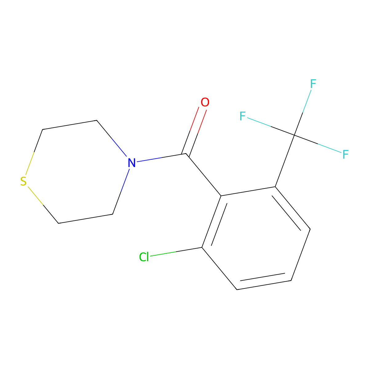 (2-Chloro-6-(trifluoromethyl)phenyl)(thiomorpholino)methanone molecular structure, CAS 2379321-75-0