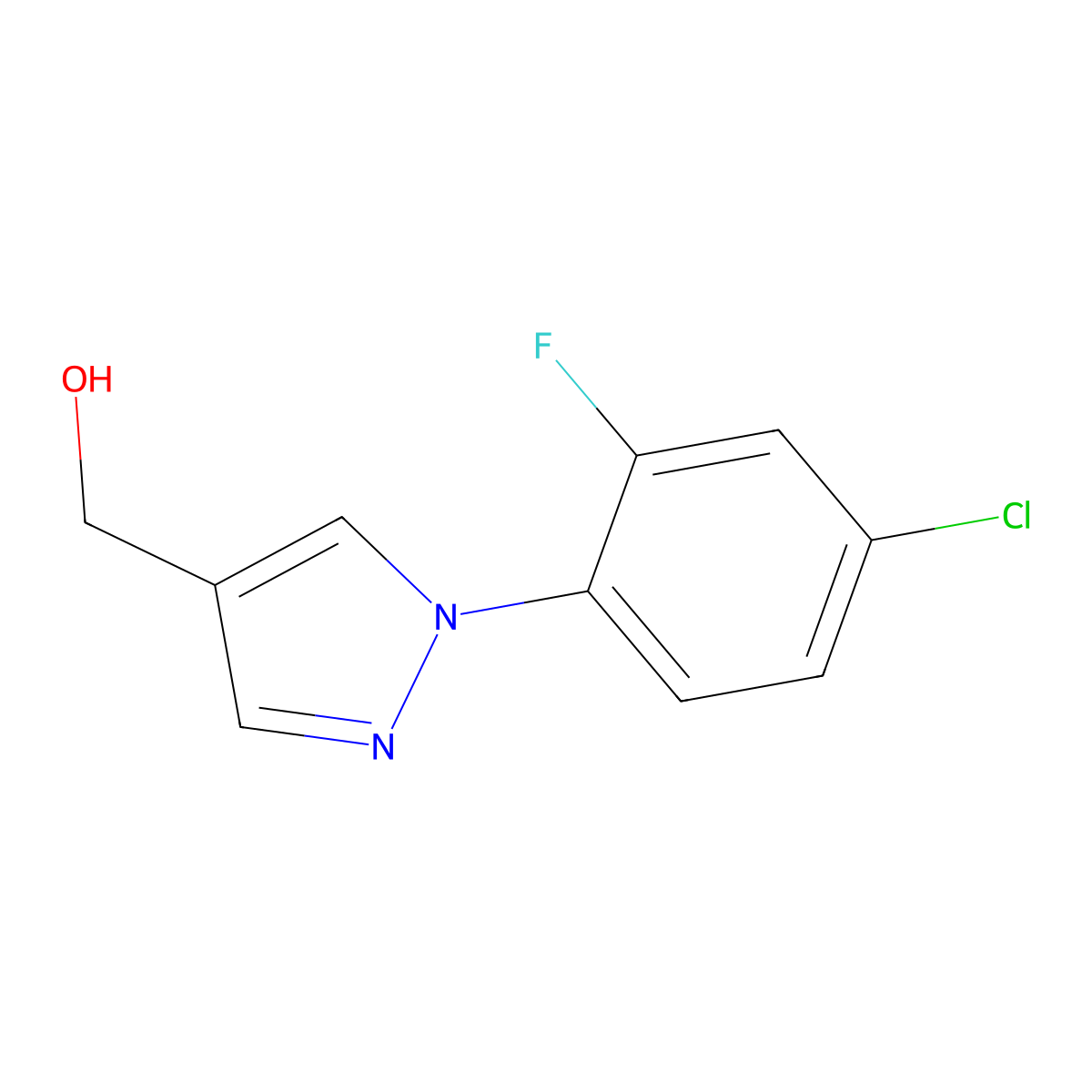 (1-(4-Chloro-2-fluorophenyl)-1H-pyrazol-4-yl)methanol molecular structure, CAS 2379321-78-3