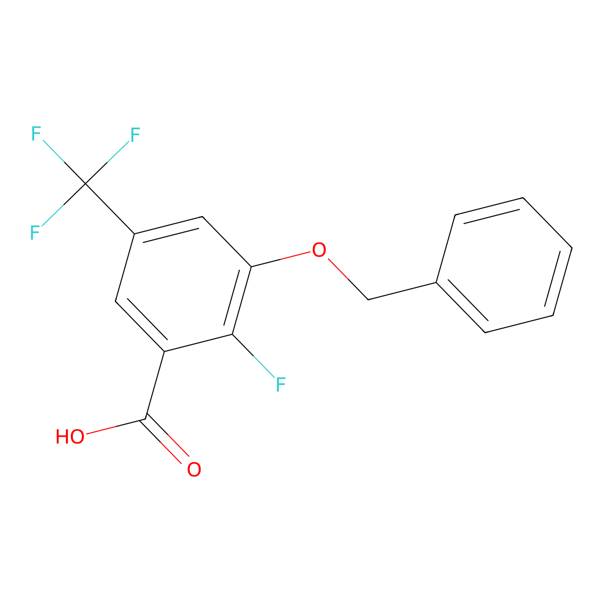 3-(Benzyloxy)-2-fluoro-5-(trifluoromethyl)benzoic acid molecular structure, CAS 2379321-87-4