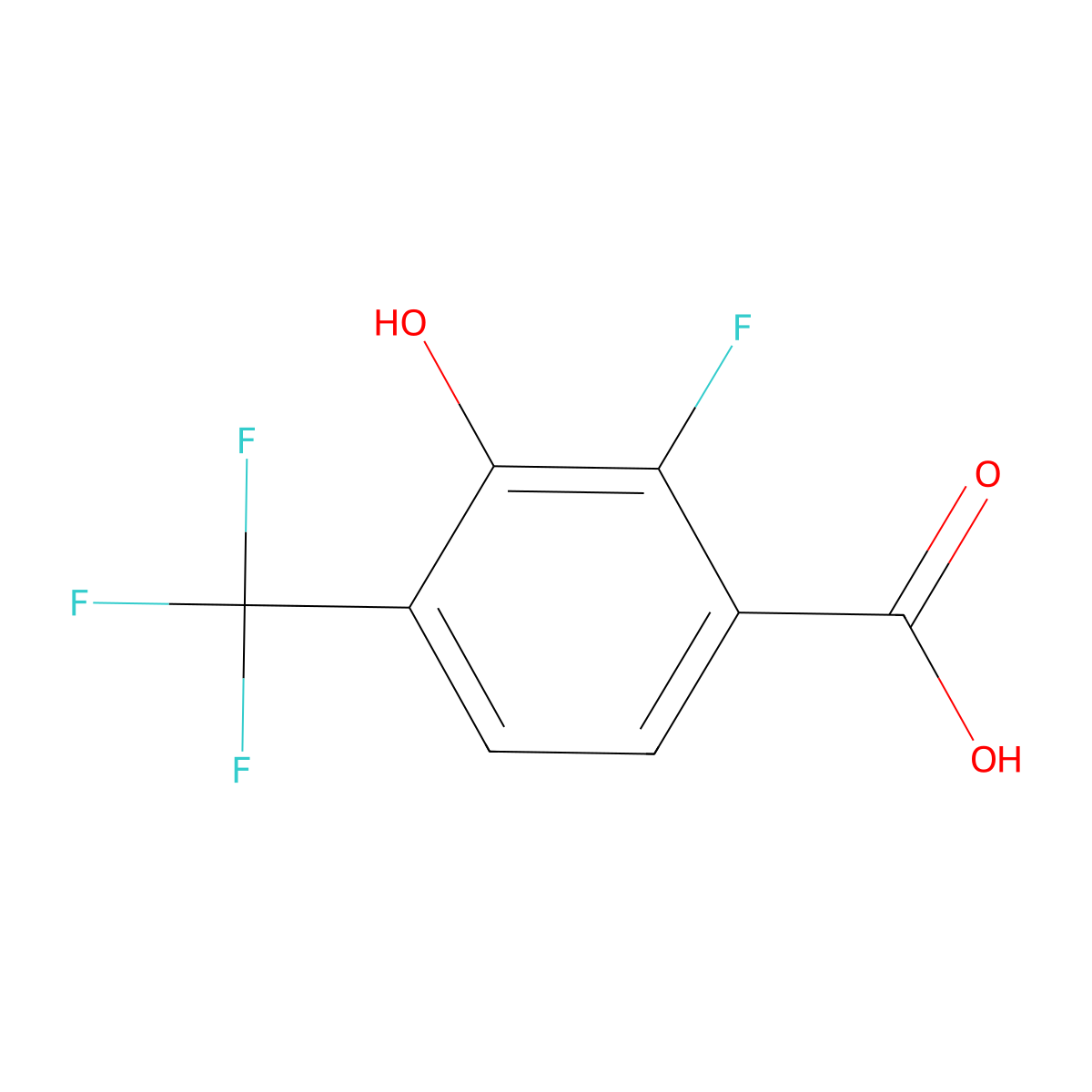 2-Fluoro-3-hydroxy-4-(trifluoromethyl)benzoic acid molecular structure, CAS 2379321-98-7