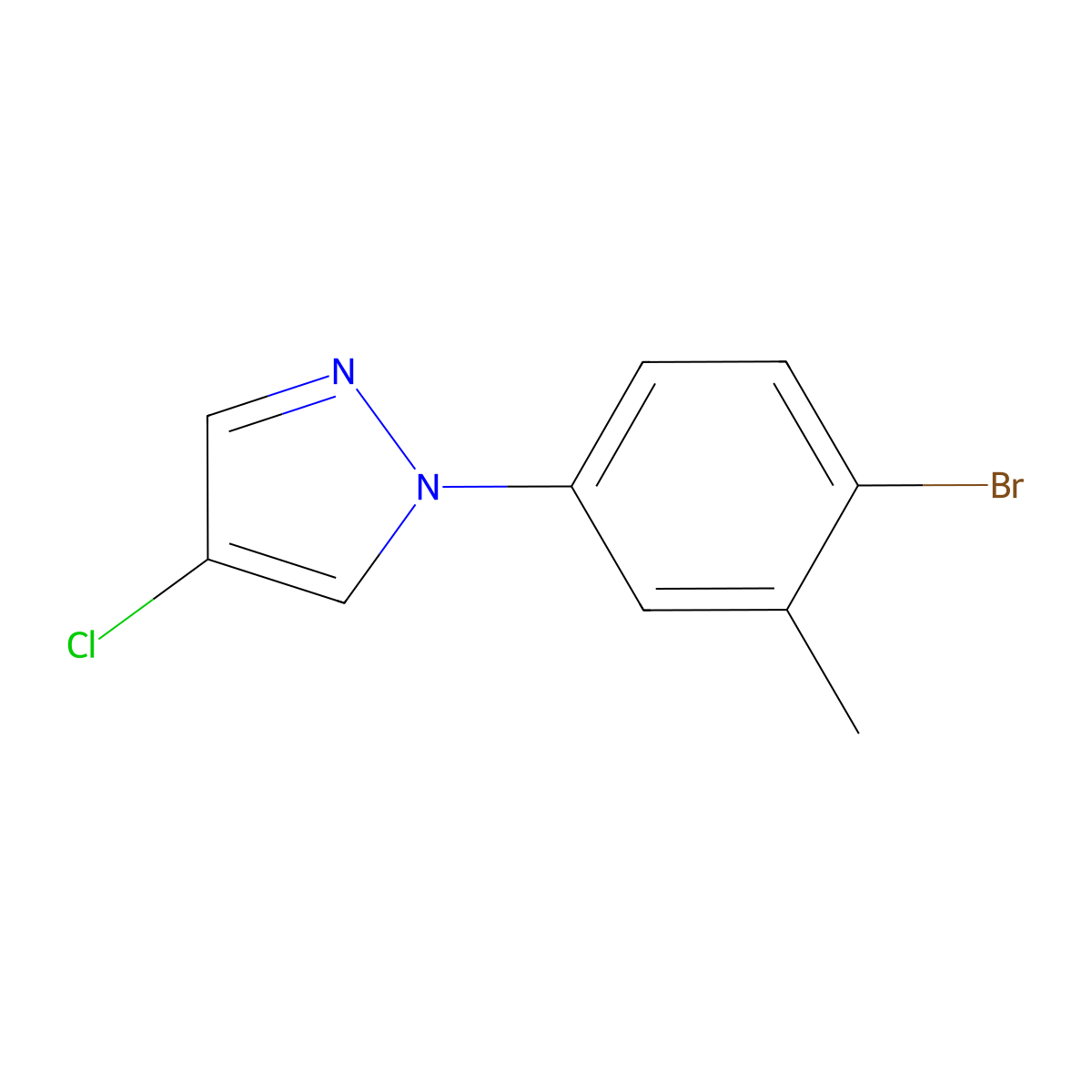 1-(4-Bromo-3-methylphenyl)-4-chloro-1H-pyrazole molecular structure, CAS 2379321-99-8